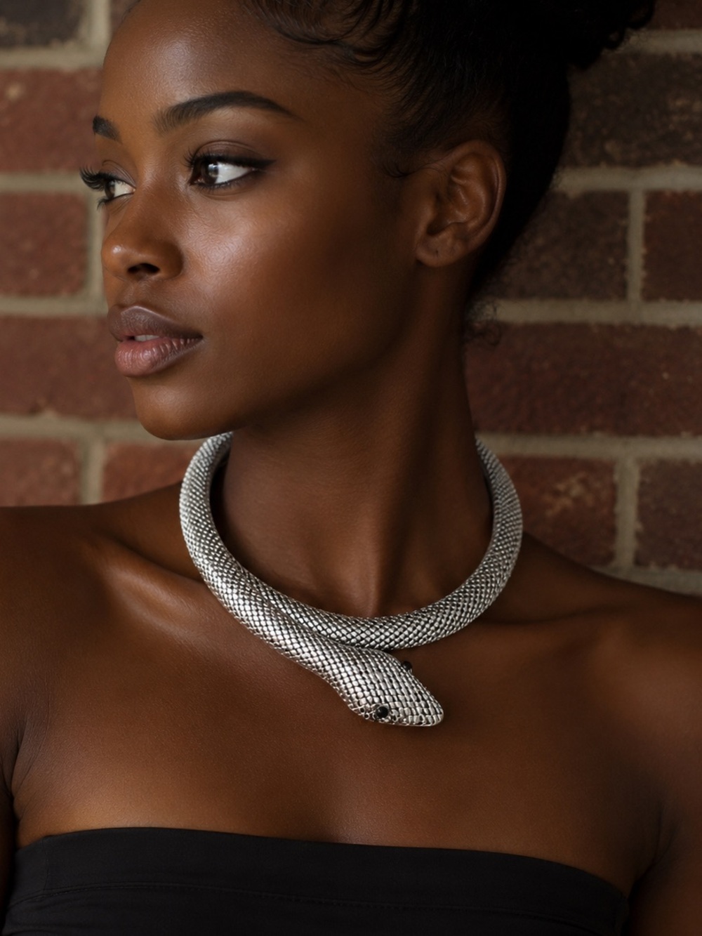 Silver Snake Collar Necklace